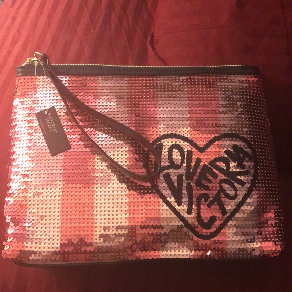 NWT sequin Victoria Secret cosmetics bag pouch